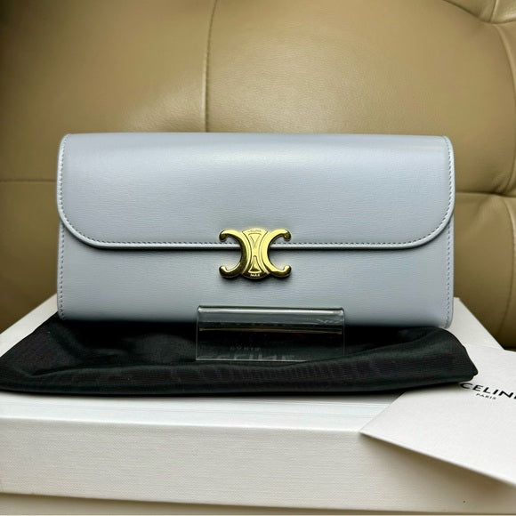 Celine Triomphe Large Flap Wallet in Shiny Calfskin