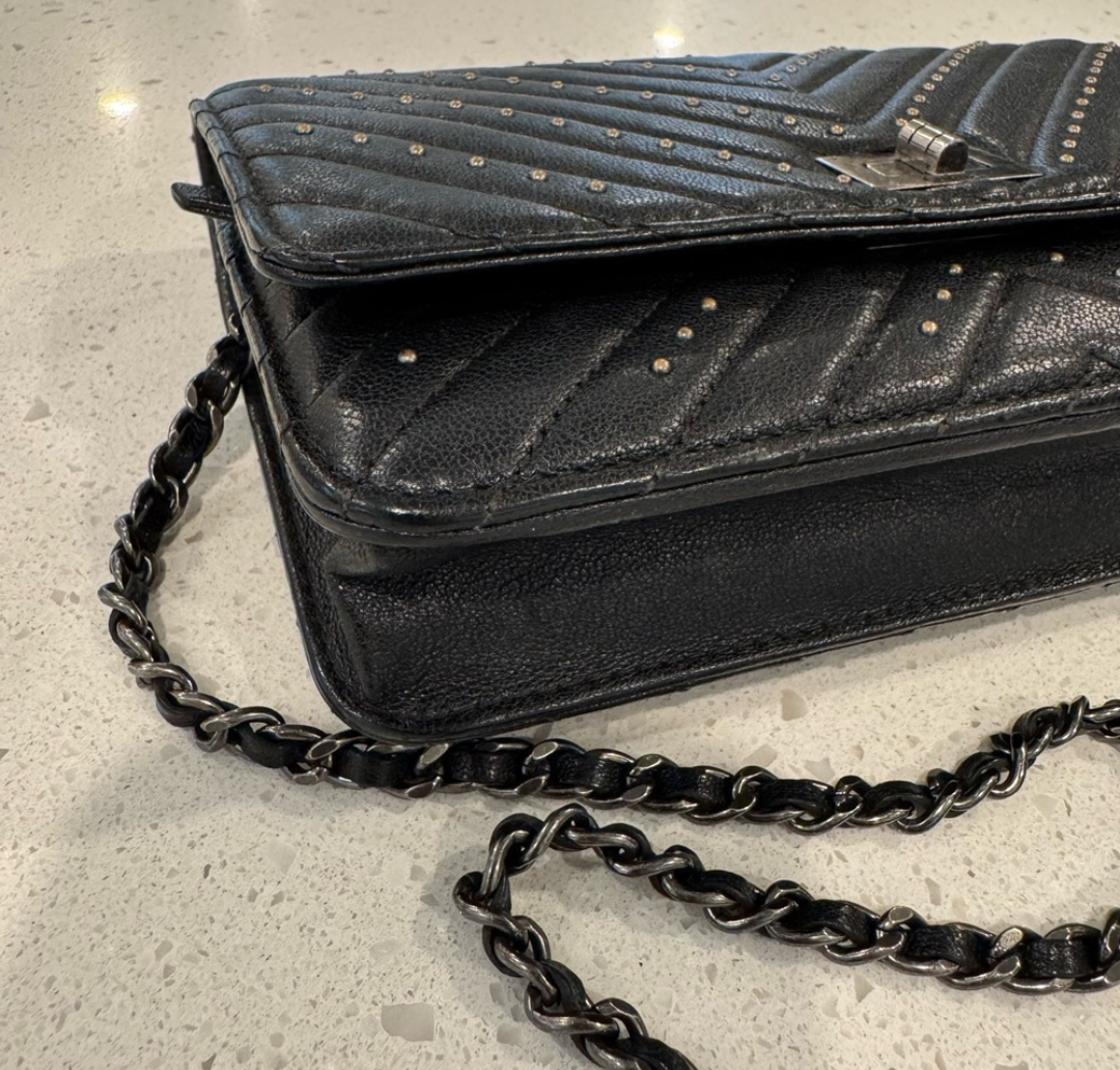 Chanel Studded Quilted Chevron Reissue Wallet on Chain WOC