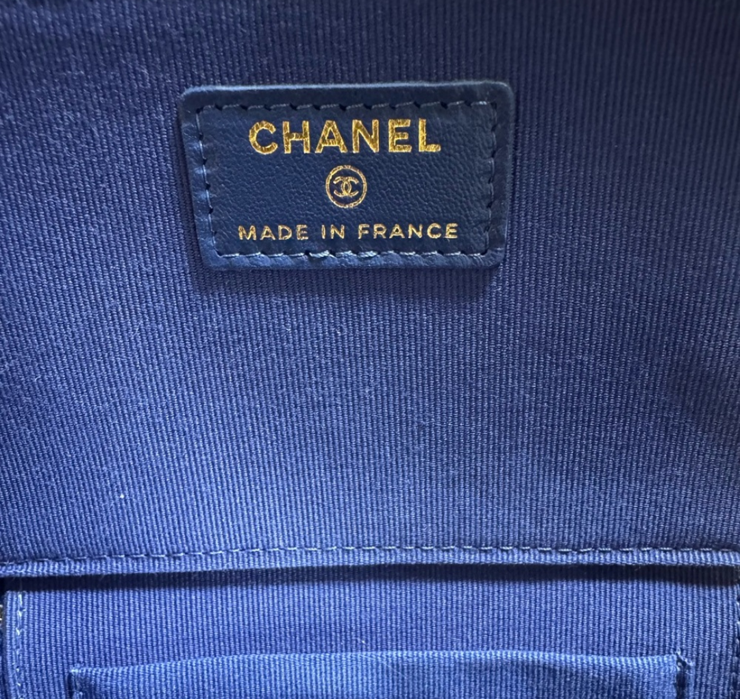Chanel Top Handle Vanity Case in Blue with Gold Hardware