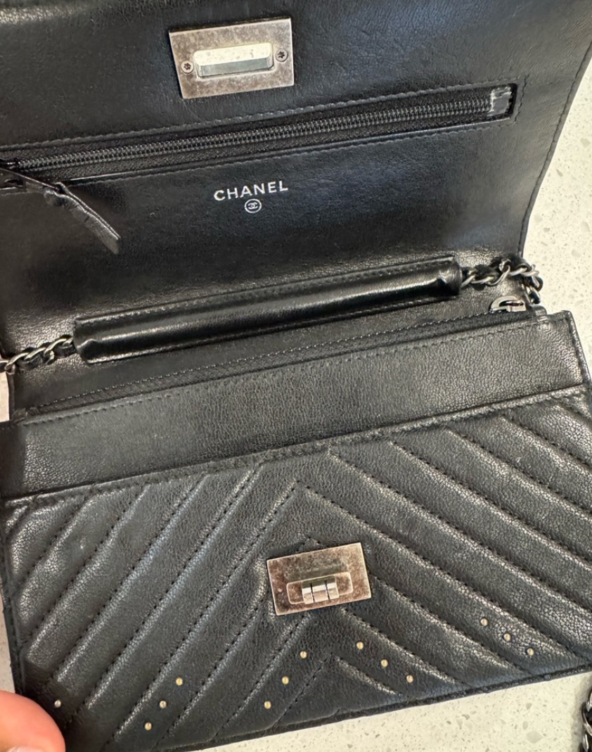 Chanel Studded Quilted Chevron Reissue Wallet on Chain WOC