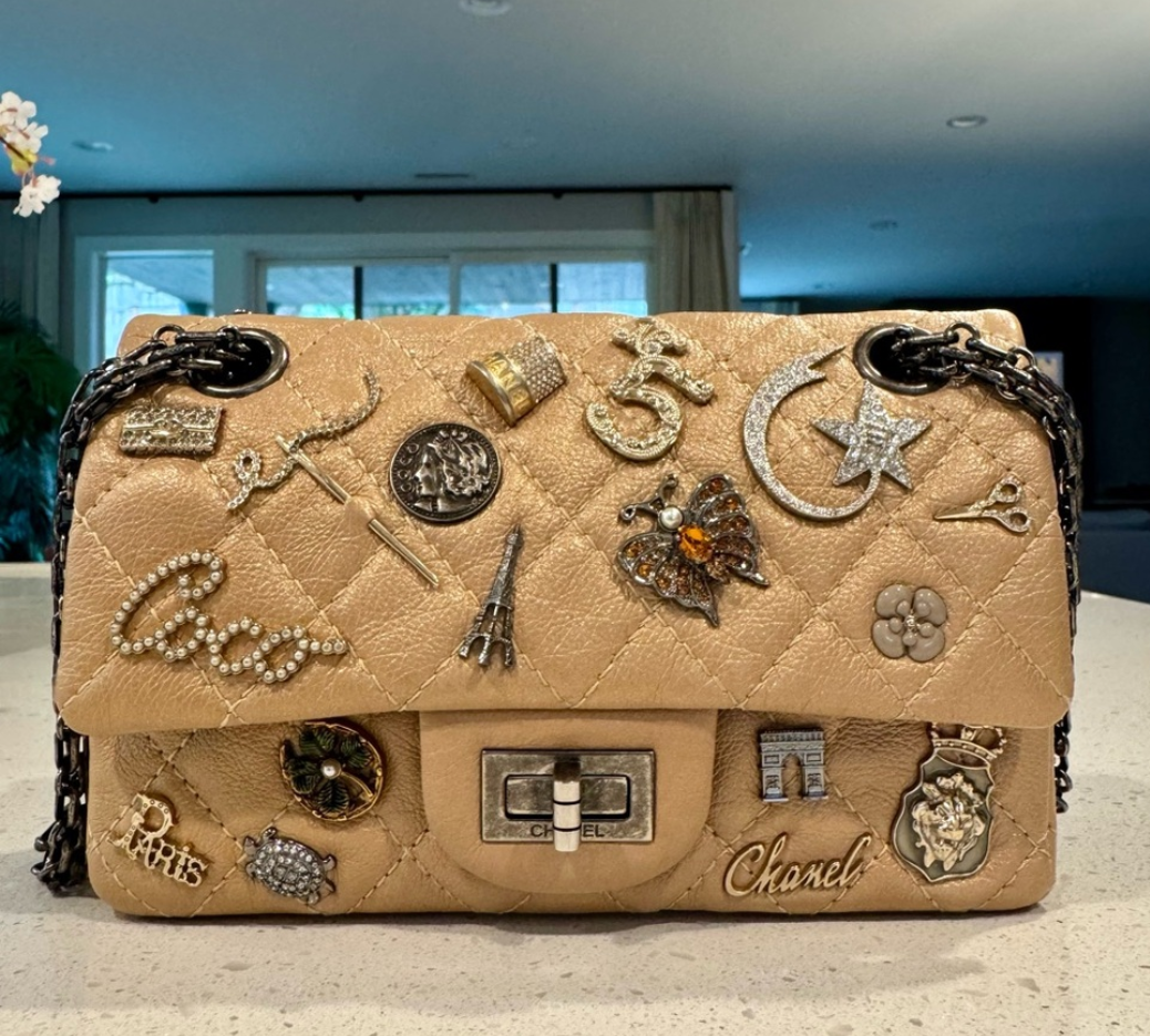 Chanel Beige Embellished Lucky Charms 2.55 Flap Bag 224