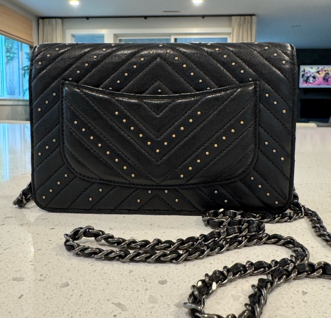 Chanel Studded Quilted Chevron Reissue Wallet on Chain WOC