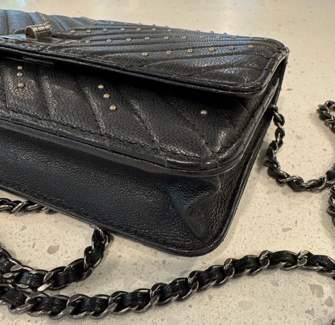 Chanel Studded Quilted Chevron Reissue Wallet on Chain WOC