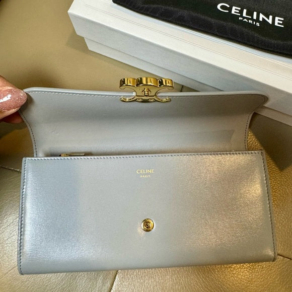Celine Triomphe Large Flap Wallet in Shiny Calfskin