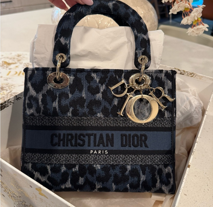 Dior Medium Embroidered Canvas Leopard Print Lady D Lite