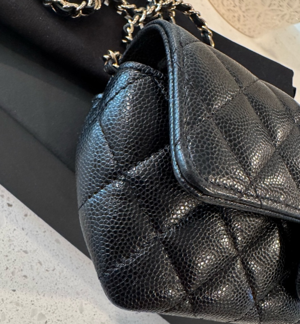 Chanel Classic Black Caviar & Gold Hardware Sunglasses Case Crossbody Bag