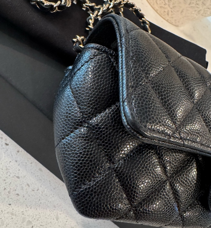 Chanel Classic Black Caviar & Gold Hardware Sunglasses Case Crossbody Bag