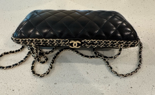 Chanel Chain Around CC Hard Clutch with Quilted Chain