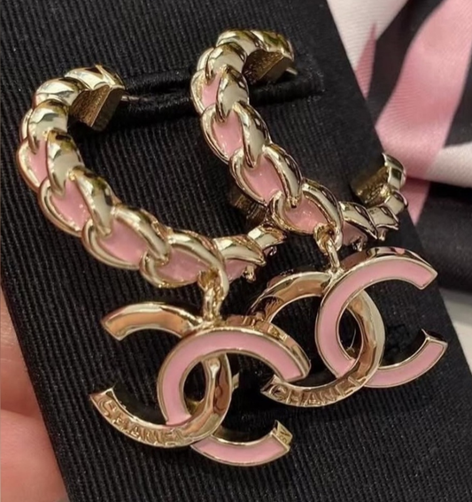 Chanel Pink Hoop Earrings