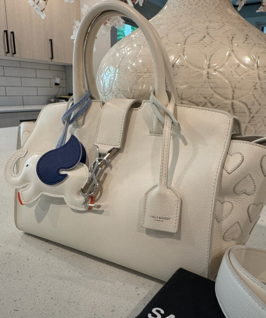 Saint Laurent Cabas Hearts Logo Bag