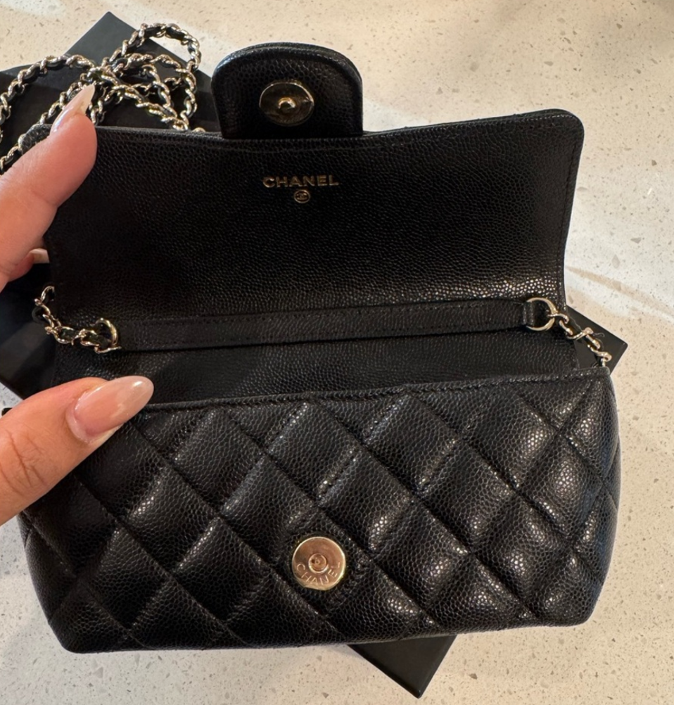 Chanel Classic Black Caviar & Gold Hardware Sunglasses Case Crossbody Bag