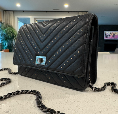 Chanel Studded Quilted Chevron Reissue Wallet on Chain WOC