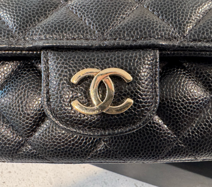Chanel Classic Black Caviar & Gold Hardware Sunglasses Case Crossbody Bag