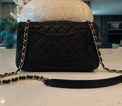 Chanel Black Caviar Quilted Filigree Flap Bag