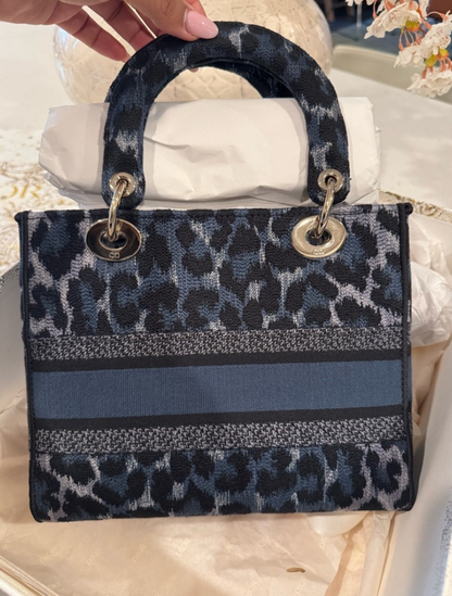 Dior Medium Embroidered Canvas Leopard Print Lady D Lite
