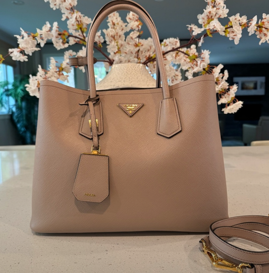 Prada Large Leather Saffiano Double Bag