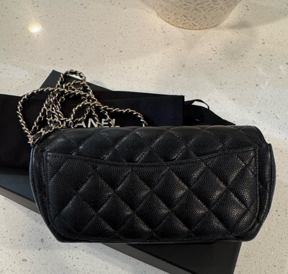 Chanel Classic Black Caviar & Gold Hardware Sunglasses Case Crossbody Bag
