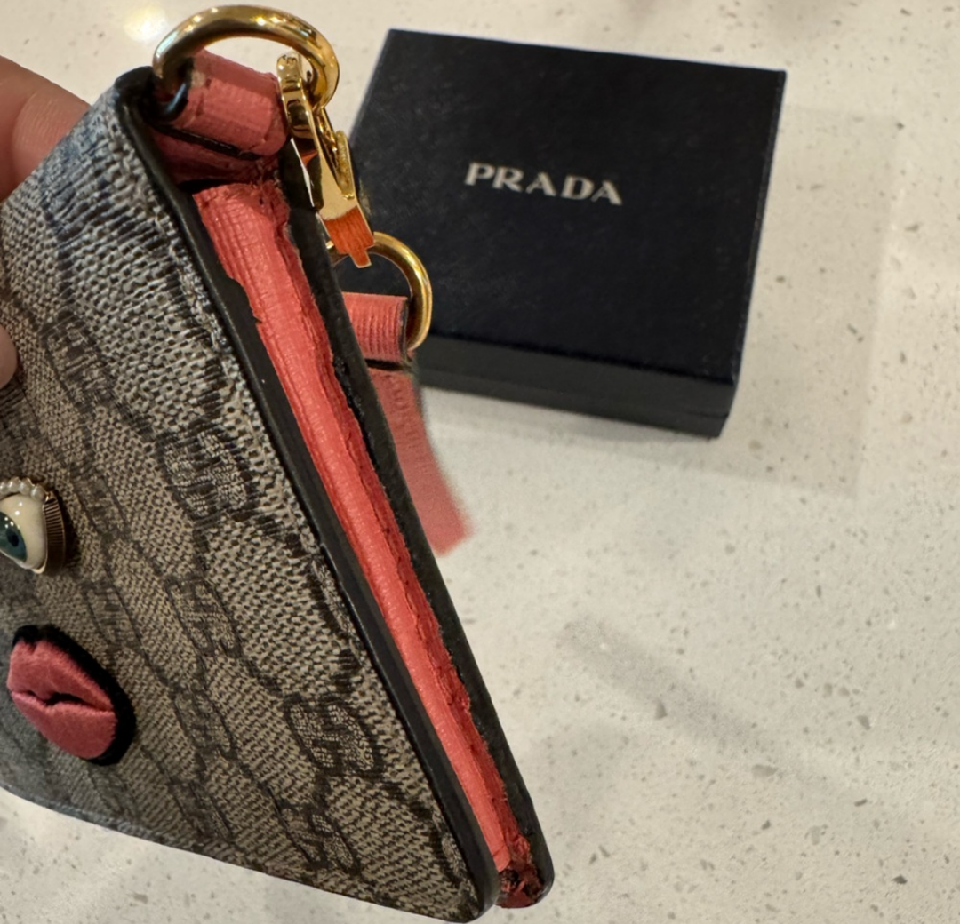 Gucci GG Supreme Monogram Embroidered Face Wristlet
