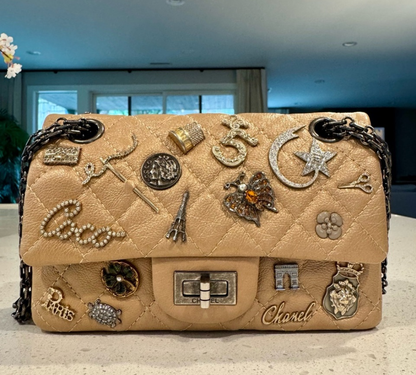 Chanel Beige Embellished Lucky Charms 2.55 Flap Bag 224