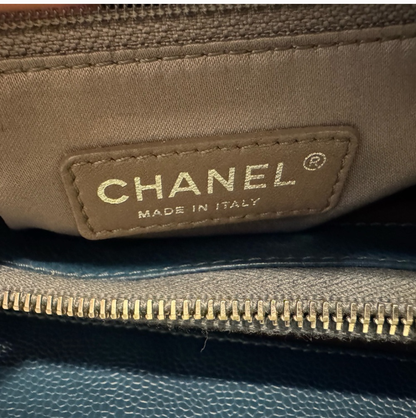 Chanel GST QUILTED CAVIAR Blue with Silver Hardware