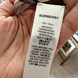 Authentic Burberry plaid light pink silk scarf, new.