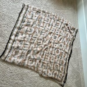 Authentic Burberry plaid light pink silk scarf, new.
