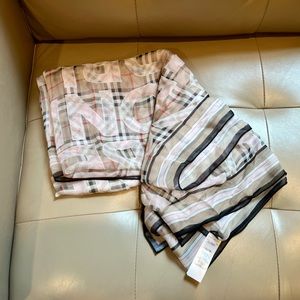 Authentic Burberry plaid light pink silk scarf, new.