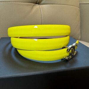 Authentic CHANEL CC Slim Belt with CC Logo in Silver Tone Metal