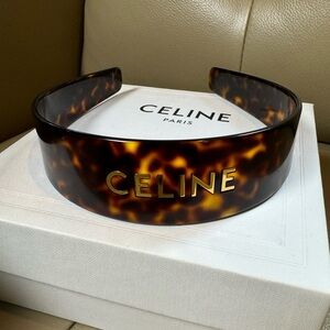 Authentic Celine Logo Headband in Tortoiseshell