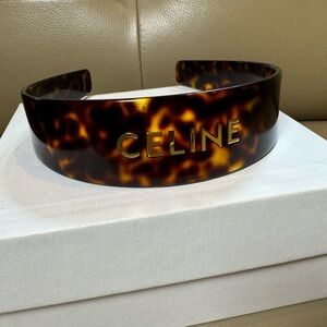 Authentic Celine Logo Headband in Tortoiseshell