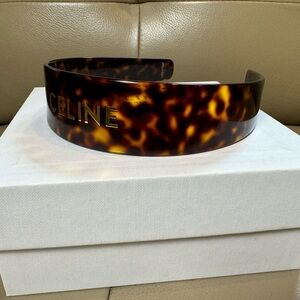 Authentic Celine Logo Headband in Tortoiseshell