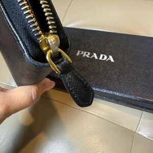 PRADA full size Zippy wallet black saffiano leather
