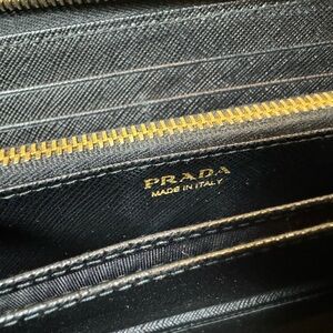 PRADA full size Zippy wallet black saffiano leather