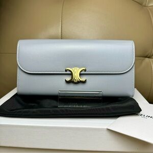 Celine Triomphe Large Flap Wallet in Shiny Calfskin