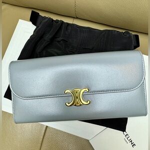 Celine Triomphe Large Flap Wallet in Shiny Calfskin