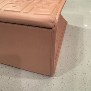 FENDI SUNSHINE EMBOSSED FF LEATHER TOTE BAG